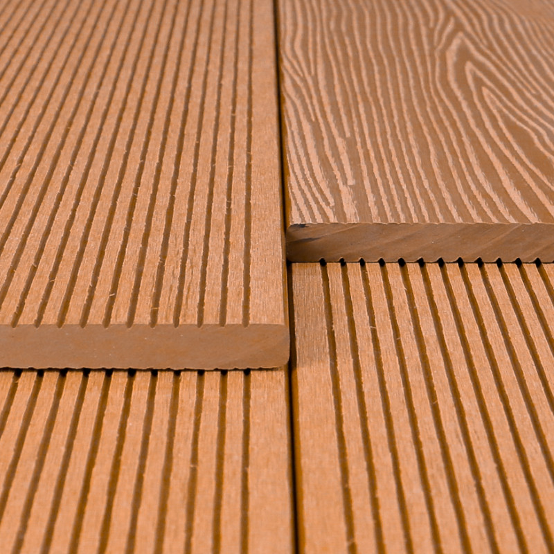 WPC Abschlussleiste in Holzoptik, 11 x 140 mm, Wellenstruktur / fein, Hellbraun