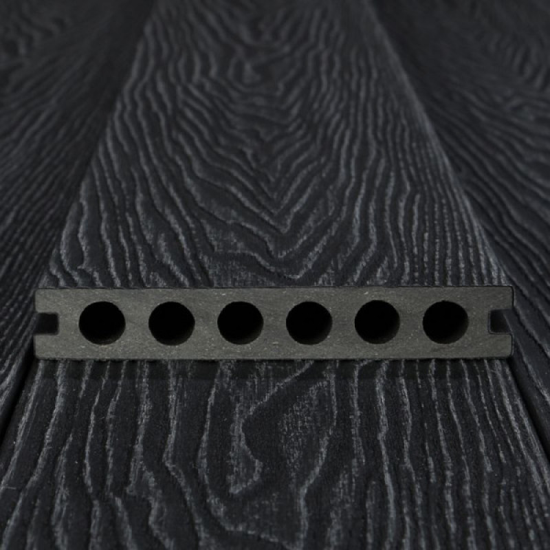 WPC Premium Terrassendiele 2. Generation, 23 x 142 mm, Wellenstruktur / glatt, Dunkelgrau