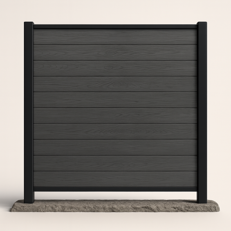 Bausatz, WPC Zaun Komplett-Set mit Alu-Pfosten (zum Einbetonieren), Dunkelgrau