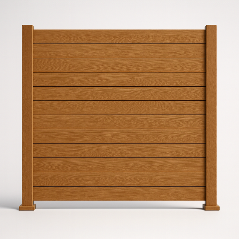Bausatz, WPC Zaun Komplett-Set mit WPC-Pfosten (zum Aufschrauben), Hellbraun