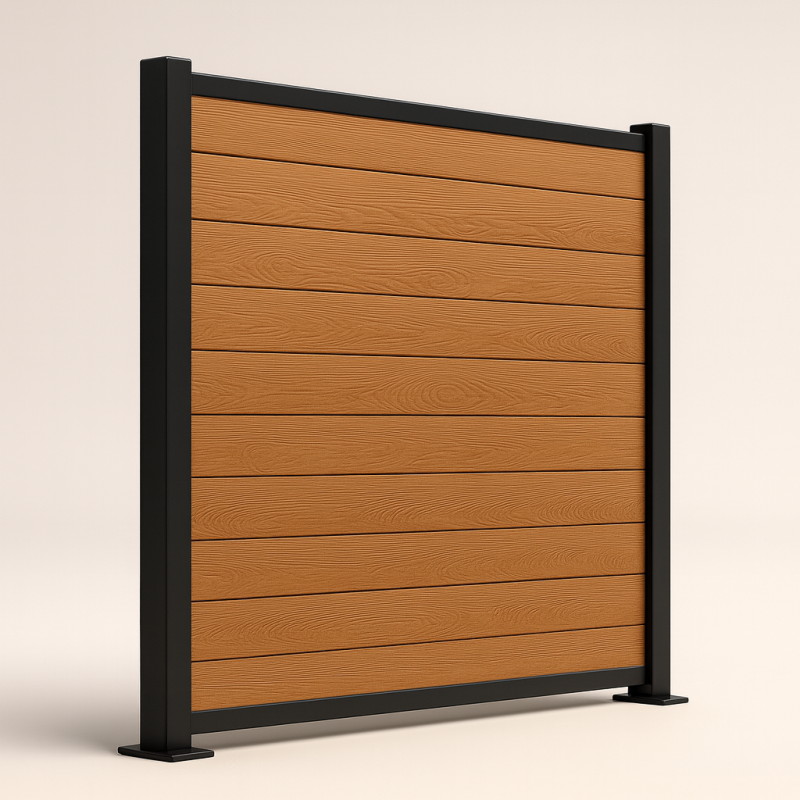 Bausatz, WPC Zaun Komplett-Set mit Alu-Pfosten (zum Aufschrauben), Hellbraun