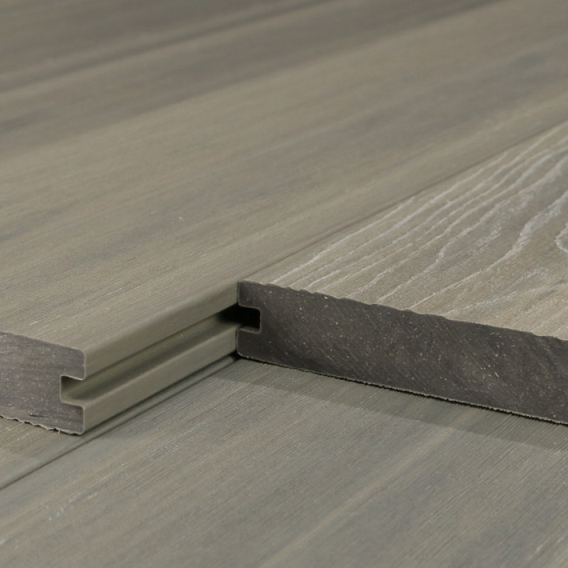 Bausatz, WPC Premium Terrassendiele 2. Generation, Massiv, 23 x 140 mm, Wellenstruktur / glatt, Antik