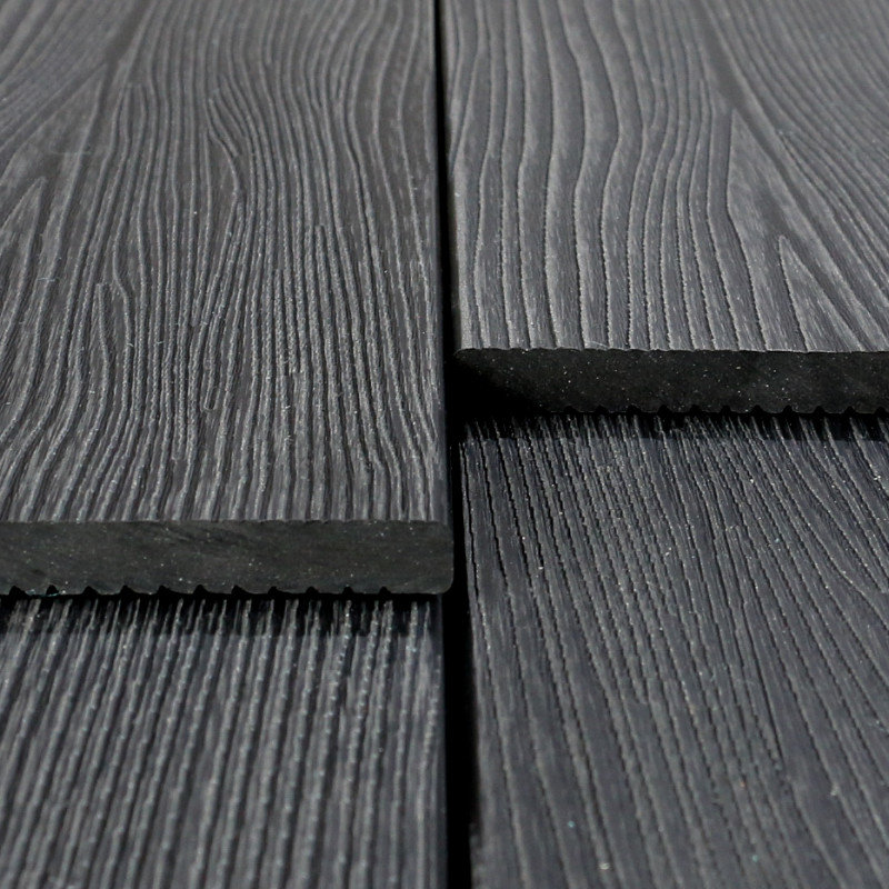 WPC Abschlussleiste in Holzoptik, 11 x 140 mm, Wellenstruktur / fein, Dunkelgrau