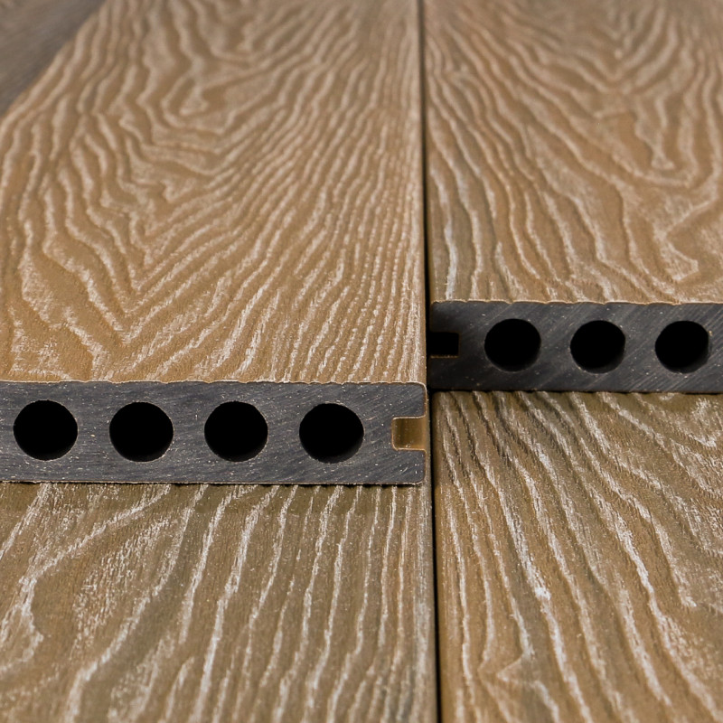 WPC Premium Terrassendiele 2. Generation, 23 x 142 mm, Wellenstruktur / glatt, Teak