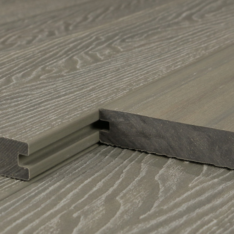 Bausatz, WPC Premium Terrassendiele 2. Generation, Massiv, 23 x 140 mm, Wellenstruktur / glatt, Antik