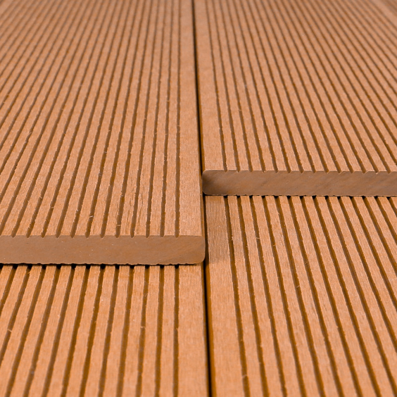 WPC Abschlussleiste in Holzoptik, 11 x 140 mm, Wellenstruktur / fein, Hellbraun