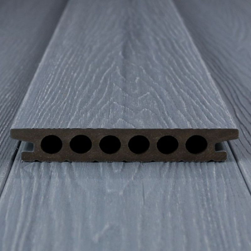 FeelingWood WPC Premium Terrassendiele in Holzoptik, 25 x 150 mm, Wellenstruktur, Grau