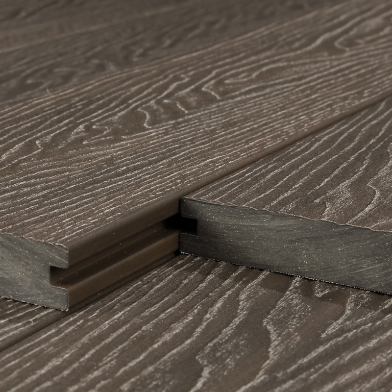 WPC Premium Terrassendiele 2. Generation, Massiv, 23 x 140 mm, Wellenstruktur / glatt, Walnuss