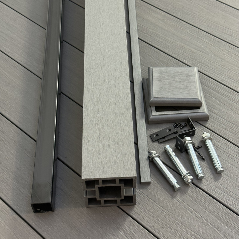 WPC-Pfosten zum Aufschrauben & Zubehör, Grau