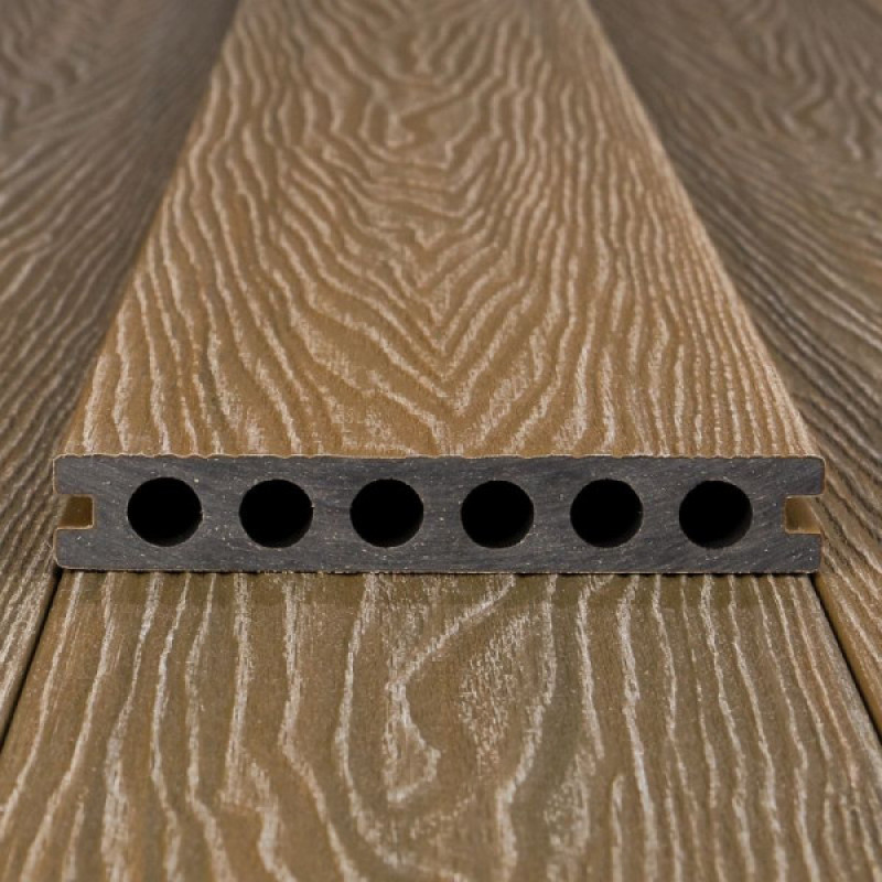 WPC Premium Terrassendiele 2. Generation, 23 x 142 mm, Wellenstruktur / glatt, Teak