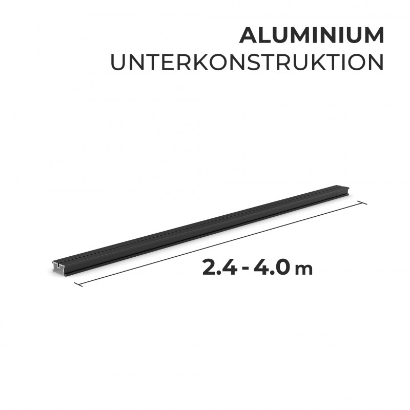 Aluminium Unterkonstruktion 45 x 23 mm, Stärke 1.6 mm, Schwarz