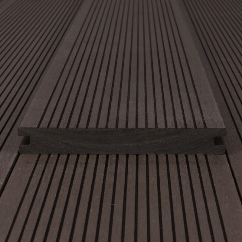 WPC Terrassendiele Massiv, 20 x 140 mm, glatt / fein, Dunkelbraun