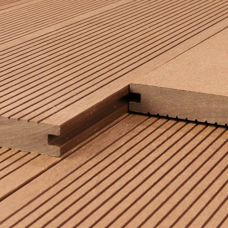 Bausatz, WPC Terrassendiele Massiv, 20 x 140 mm, glatt / fein, Hellbraun