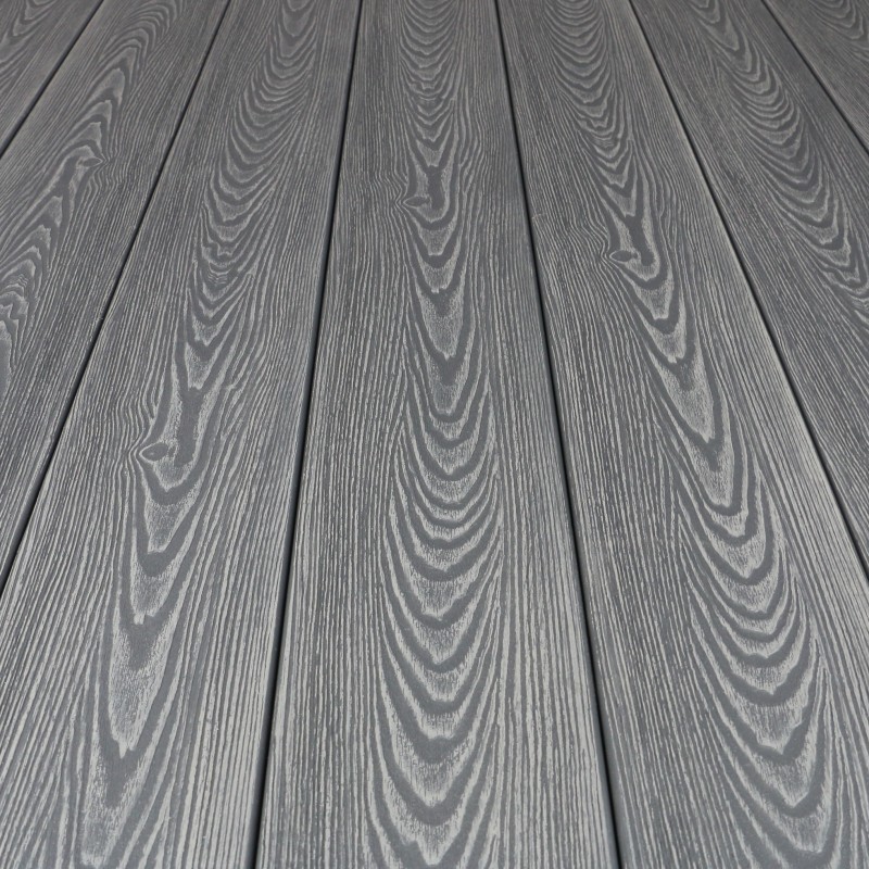 Bausatz, WPC Terrassendiele in Holzoptik, 25 x 148 mm, Wellenstruktur / fein, Grau