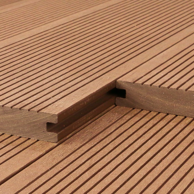 Bausatz, WPC Terrassendiele Massiv, 20 x 140 mm, glatt / fein, Hellbraun