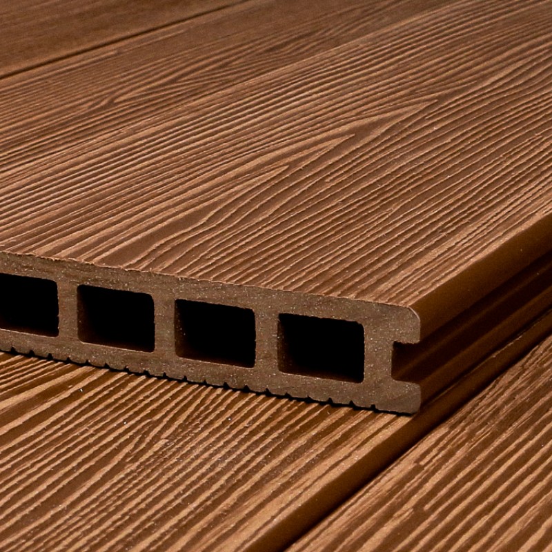 WPC Terrassendiele in Holzoptik, 25 x 148 mm, Wellenstruktur / fein, Dunkelbraun
