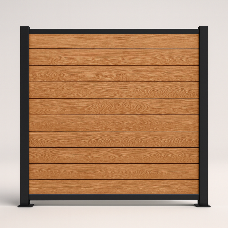 Bausatz, WPC Zaun Komplett-Set mit Alu-Pfosten (zum Aufschrauben), Hellbraun