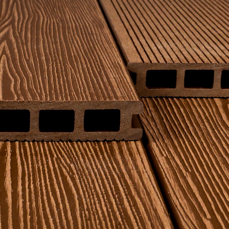 WPC Terrassendiele in Holzoptik, 25 x 148 mm, Wellenstruktur / fein, Dunkelbraun