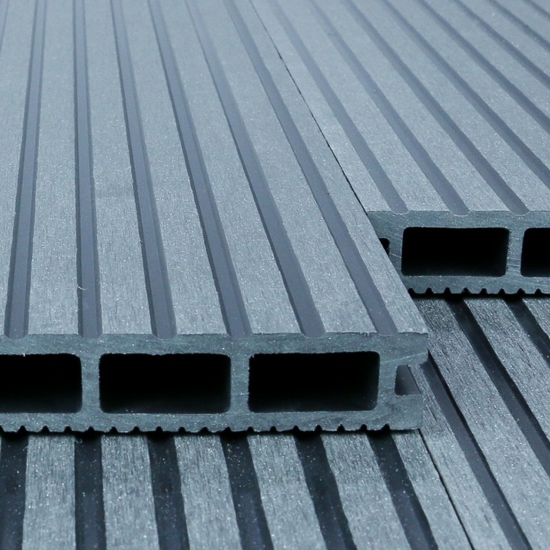 WPC Terrassendiele, Hohldiele, 24 x 146 mm, grob / fein, Grau