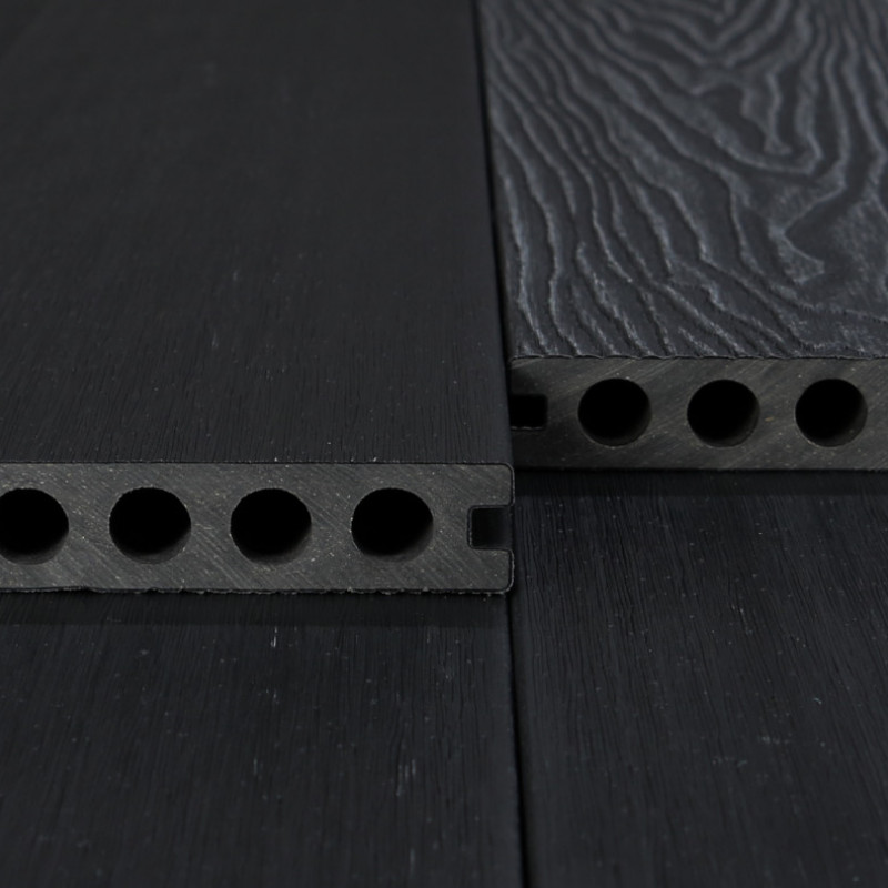 Bausatz, WPC Premium Terrassendiele 2. Generation, 23 x 142 mm, Wellenstruktur / glatt, Dunkelgrau