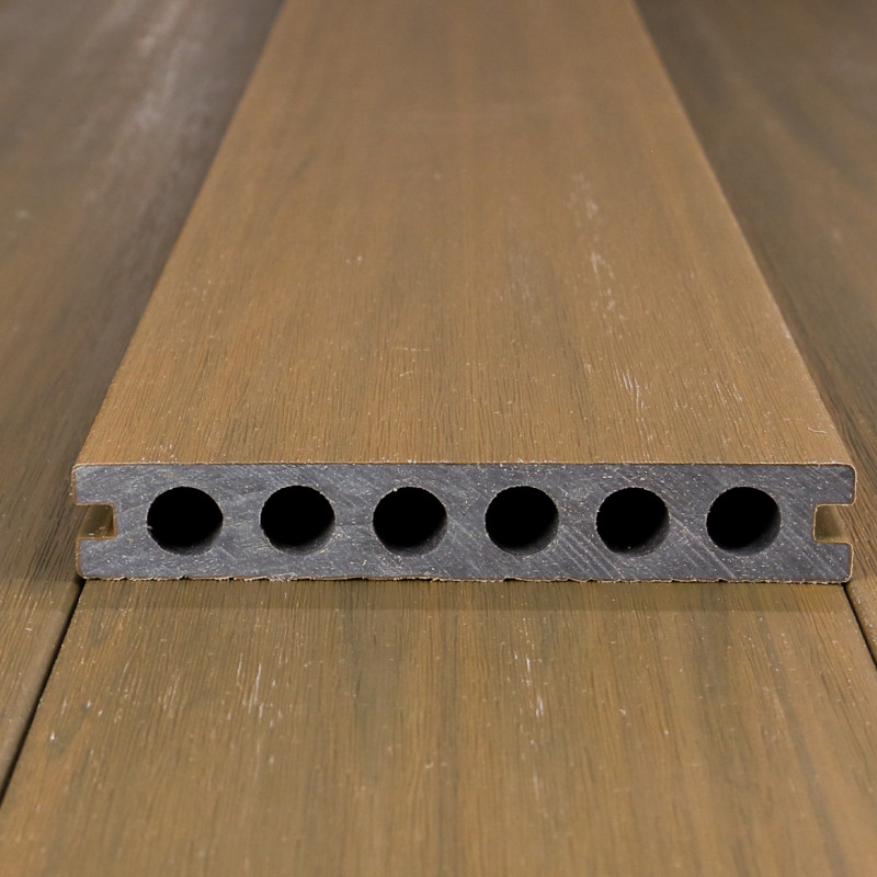 WPC Premium Terrassendiele 2. Generation, 23 x 142 mm, Wellenstruktur / glatt, Teak