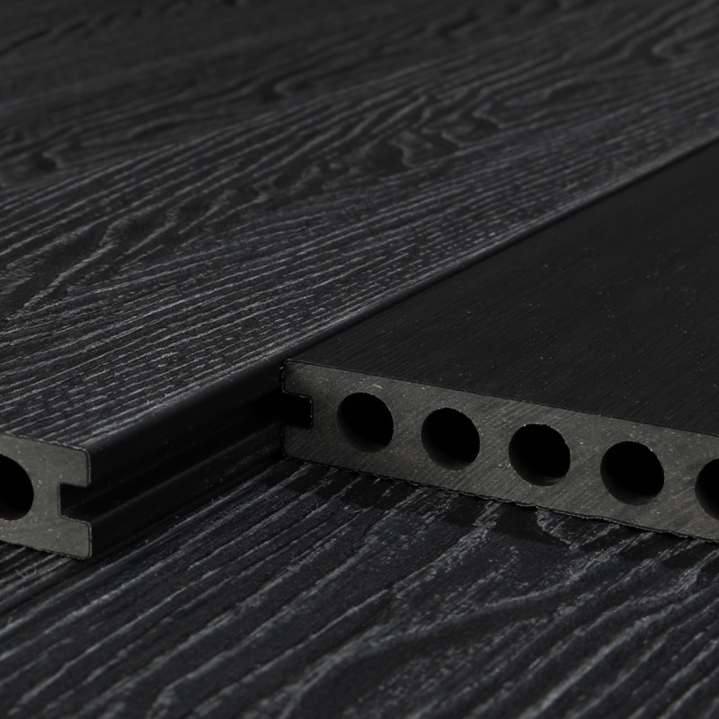 WPC Premium Terrassendiele 2. Generation, 23 x 142 mm, Wellenstruktur / glatt, Dunkelgrau