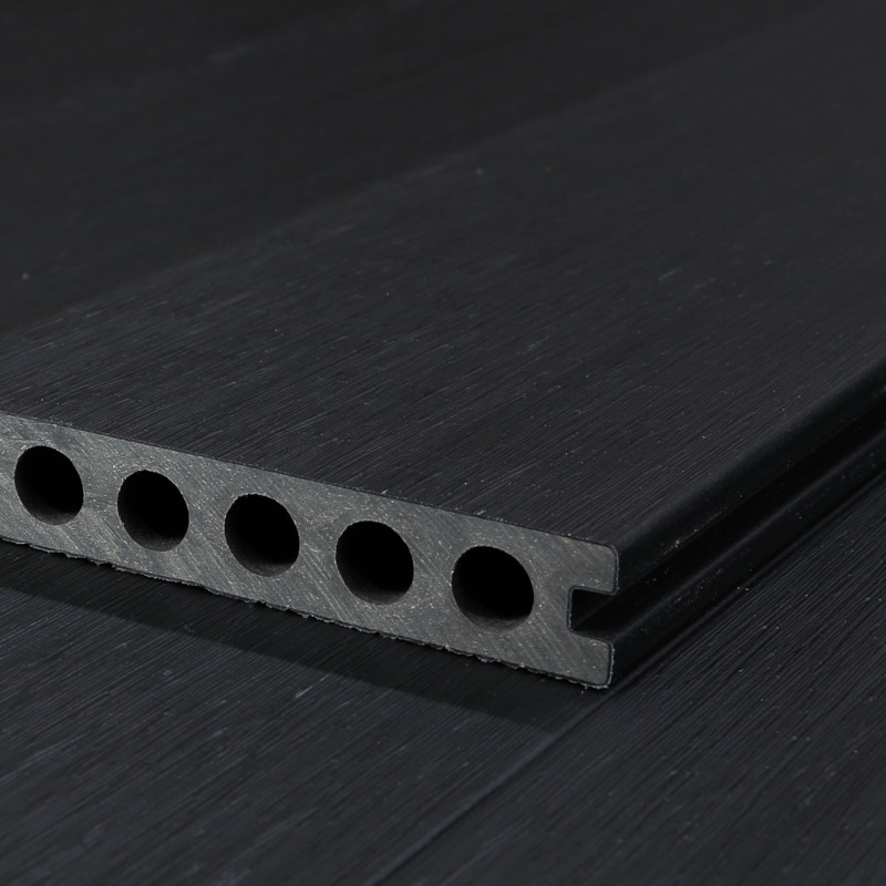 WPC Premium Terrassendiele 2. Generation, 23 x 142 mm, Wellenstruktur / glatt, Dunkelgrau