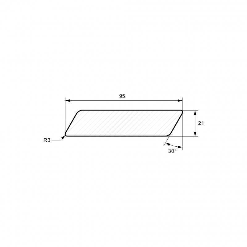 Rhombusleisten 30°, 21 x 95 mm, A/B Sortierung