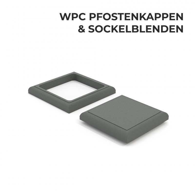 WPC-Pfostenkappen + Sockelblenden, Grau