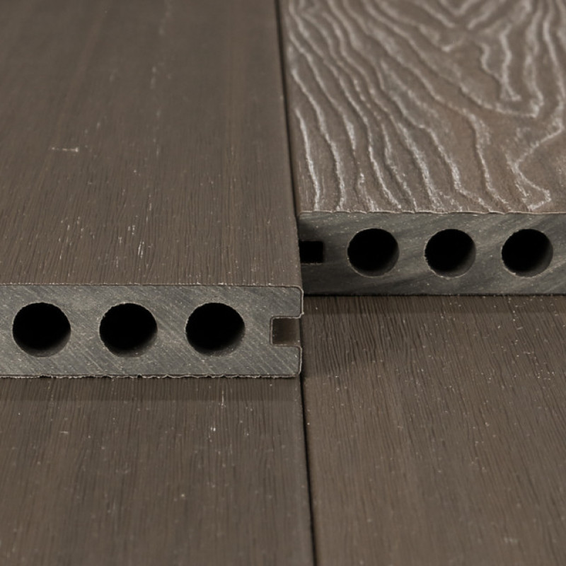 Bausatz, WPC Premium Terrassendiele 2. Generation, 23 x 142 mm, Wellenstruktur / glatt, Walnuss