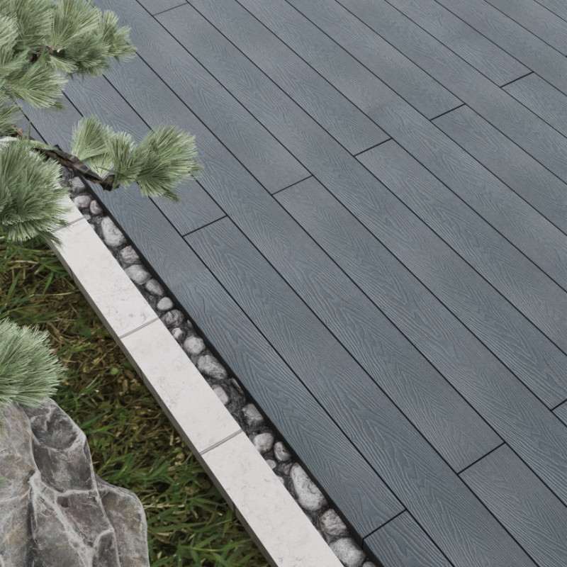 FeelingWood WPC Premium Terrassendiele in Holzoptik, 25 x 150 mm, Wellenstruktur, Grau