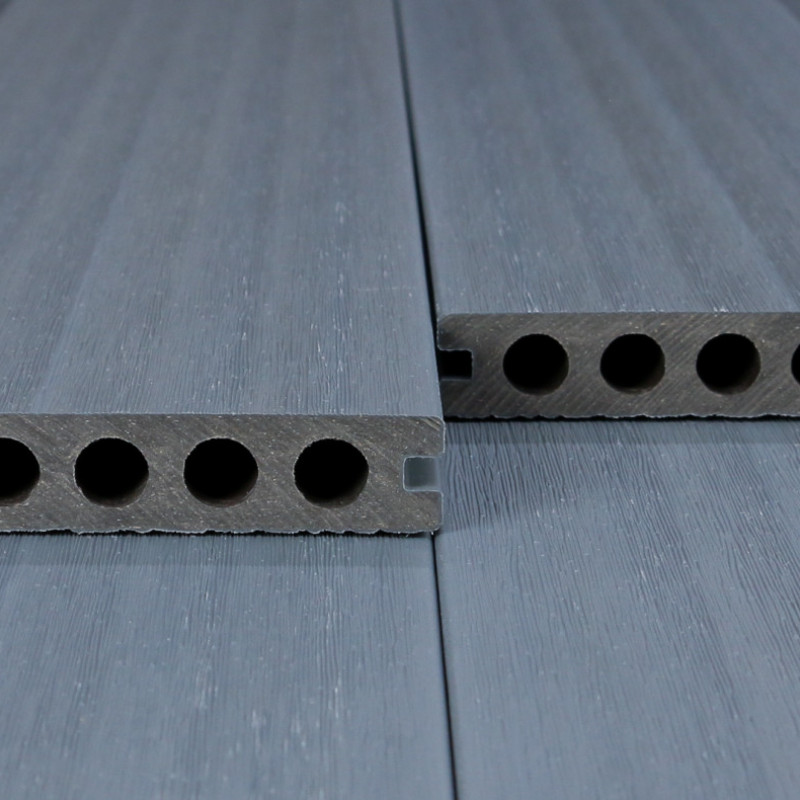 Bausatz, WPC Premium Terrassendiele 2. Generation, 23 x 142 mm, Wellenstruktur / glatt, Grau