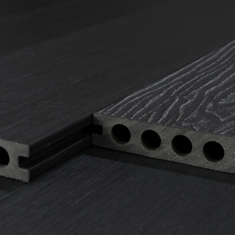 WPC Premium Terrassendiele 2. Generation, 23 x 142 mm, Wellenstruktur / glatt, Dunkelgrau