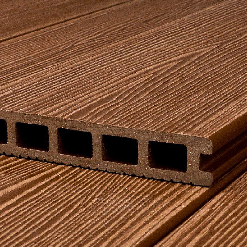 WPC Terrassendiele in Holzoptik, 25 x 148 mm, Wellenstruktur / fein, Dunkelbraun