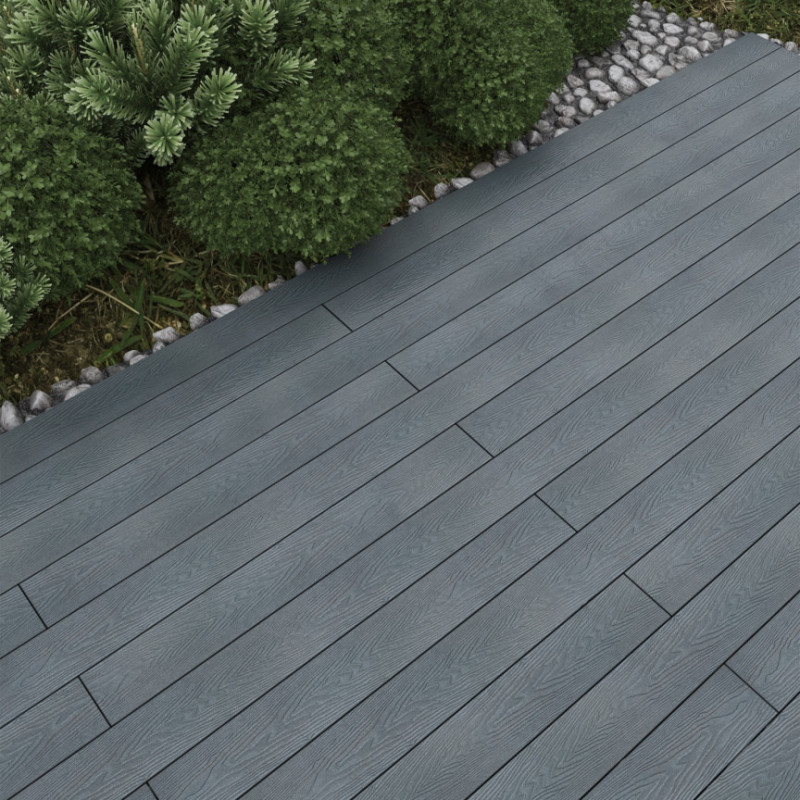Bausatz, WPC Premium Terrassendiele 2. Generation, Massiv, 23 x 140 mm, Wellenstruktur / glatt, Grau