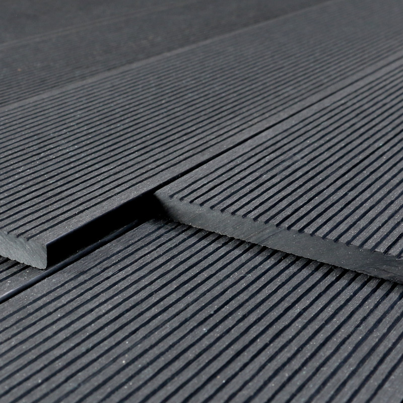 WPC Abschlussleiste in Holzoptik, 11 x 140 mm, Wellenstruktur / fein, Dunkelgrau