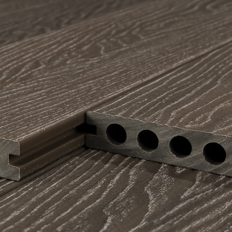 WPC Premium Terrassendiele 2. Generation, 23 x 142 mm, Wellenstruktur / glatt, Walnuss