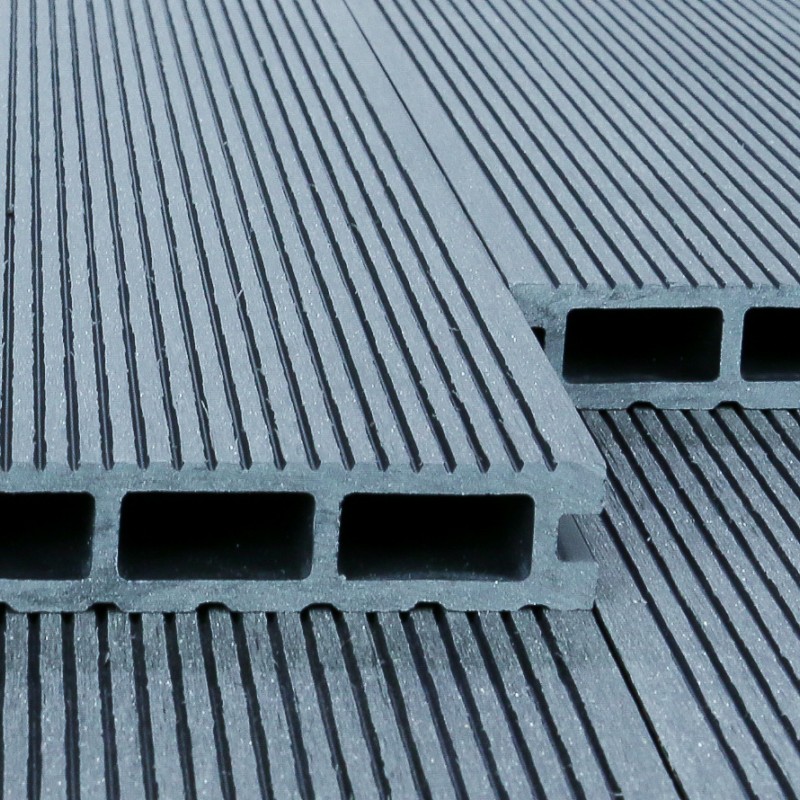 WPC Terrassendiele, Hohldiele, 24 x 146 mm, grob / fein, Grau