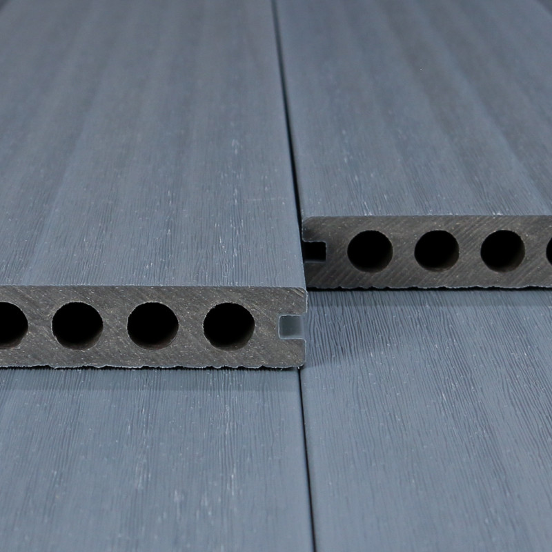 WPC Premium Terrassendiele 2. Generation, 23 x 142 mm, Wellenstruktur / glatt, Grau