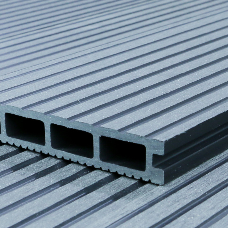 Bausatz, WPC Terrassendiele, Hohldiele, 24 x 146 mm, grob / fein, Grau