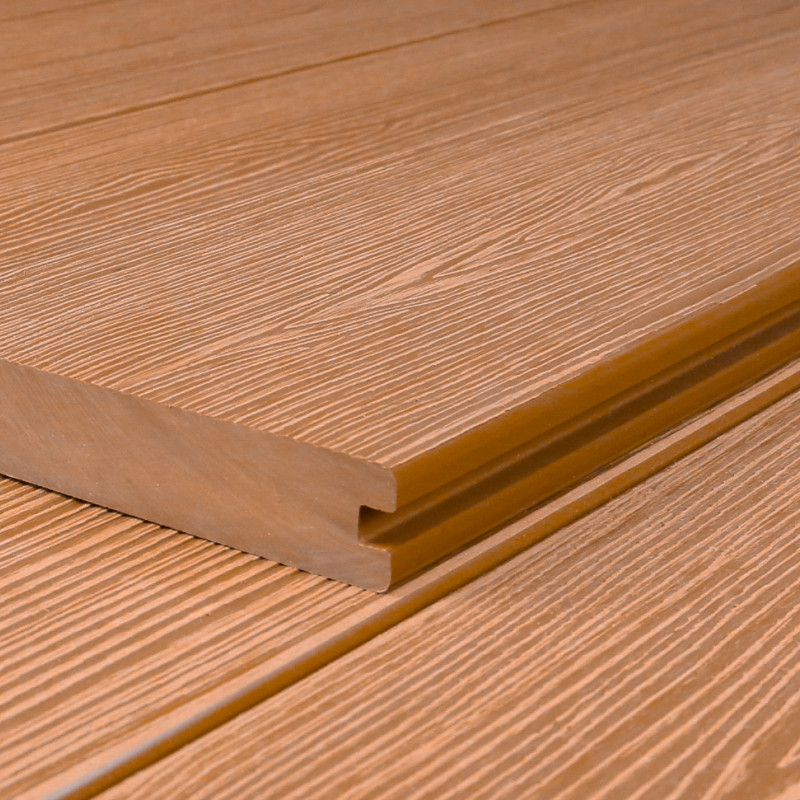 WPC Seitendiele in Holzoptik, 25 x 142 mm, Wellenstruktur, Hellbraun