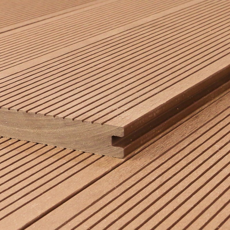 WPC Terrassendiele Massiv, 20 x 140 mm, glatt / fein, Hellbraun