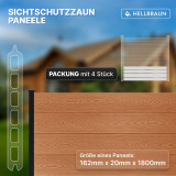 WPC-Zaunelemente, Steckprofil in Holzoptik, Hellbraun