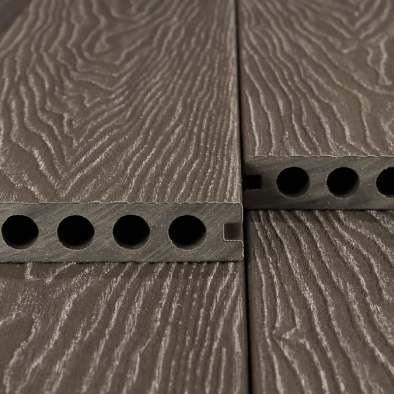 Bausatz, WPC Premium Terrassendiele 2. Generation, 23 x 142 mm, Wellenstruktur / glatt, Walnuss