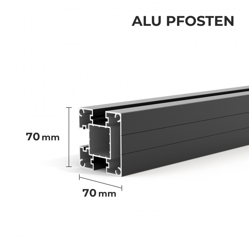 Alu-Pfosten 70 x 70 mm, Schwarz