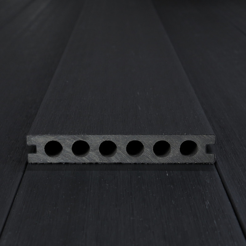 Bausatz, WPC Premium Terrassendiele 2. Generation, 23 x 142 mm, Wellenstruktur / glatt, Dunkelgrau