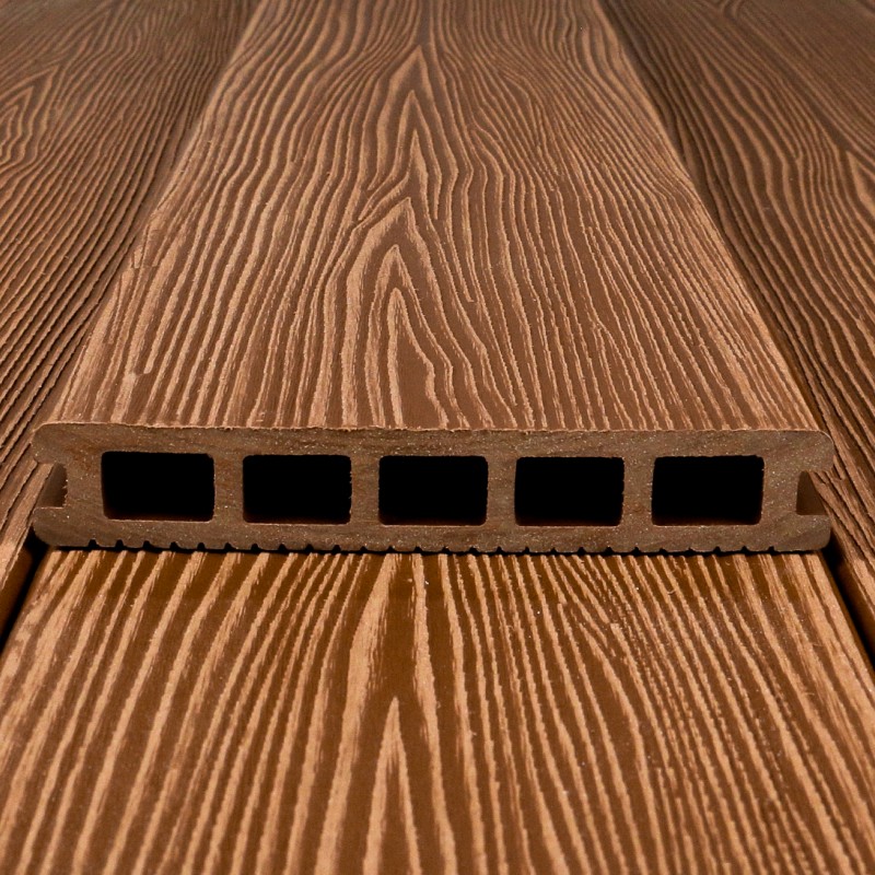 WPC Terrassendiele in Holzoptik, 25 x 148 mm, Wellenstruktur / fein, Dunkelbraun