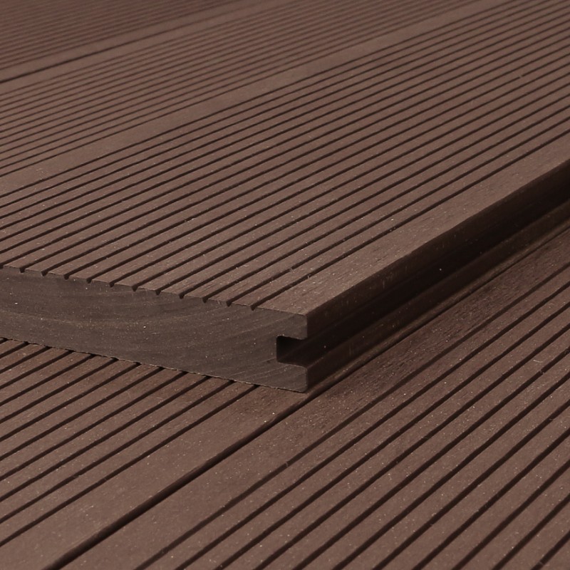 WPC Terrassendiele Massiv, 20 x 140 mm, glatt / fein, Braun