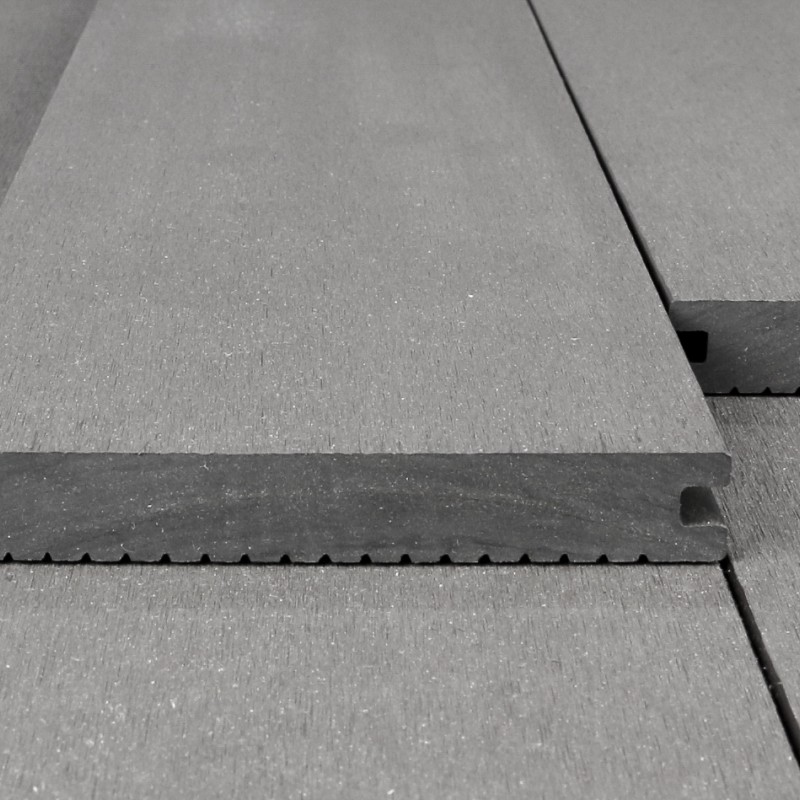 WPC Terrassendiele Massiv, 20 x 140 mm, glatt / fein, Grau