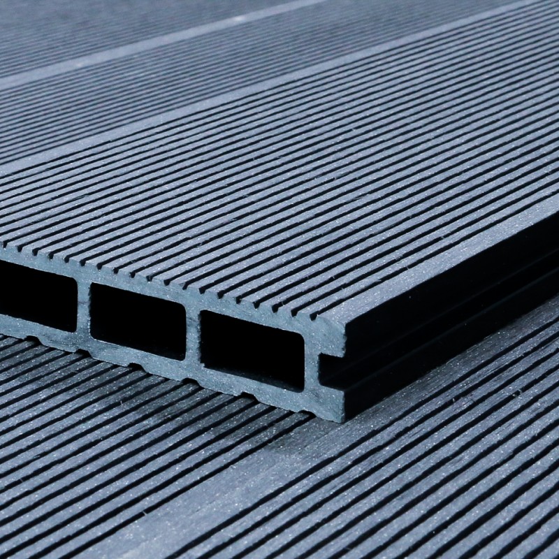 WPC Terrassendiele, Hohldiele, 24 x 146 mm, grob / fein, Dunkelgrau